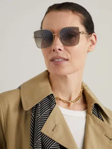 FENDI EYEWEAR Baguette Oversized Square-frame Gold-tone Sunglasses | Thumbnail 2