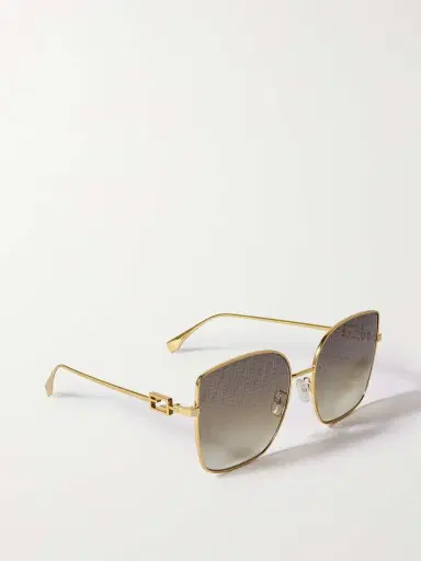 FENDI EYEWEAR Baguette Oversized Square-frame Gold-tone Sunglasses | Thumbnail 3
