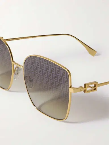 FENDI EYEWEAR Baguette Oversized Square-frame Gold-tone Sunglasses | Thumbnail 4