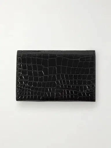 Saint Laurent Cassandre Glossed Croc-effect Leather Wallet | Thumbnail 3