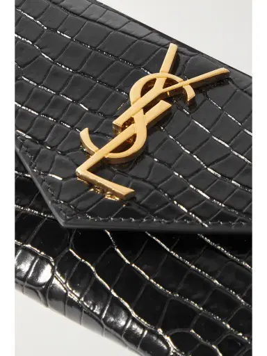 Saint Laurent Cassandre Glossed Croc-effect Leather Wallet | Thumbnail 4