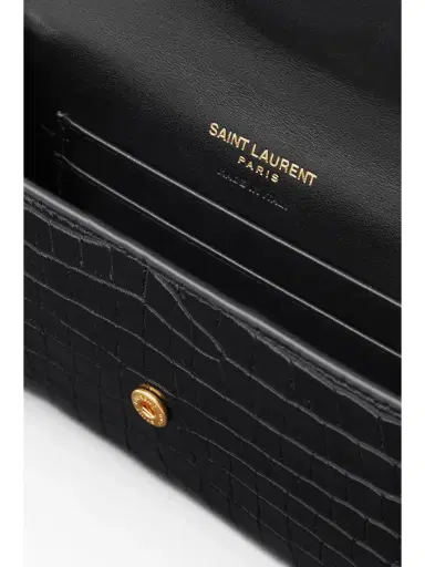 Saint Laurent Cassandre Glossed Croc-effect Leather Wallet | Thumbnail 5