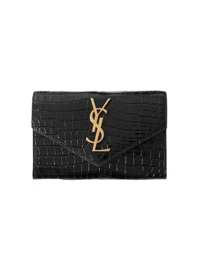 Saint Laurent Cassandre Glossed Croc-effect Leather Wallet | Thumbnail 1