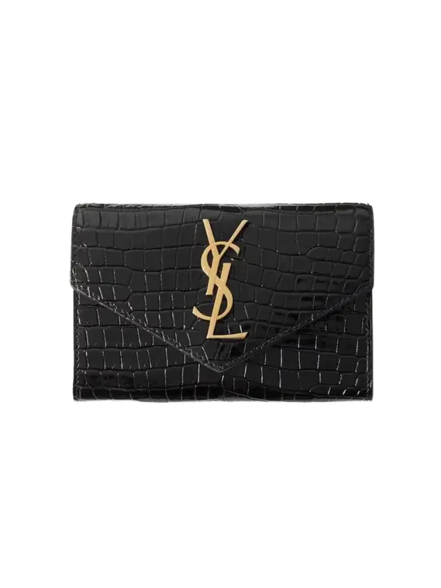 Cassandre Glossed Croc-effect Leather Wallet