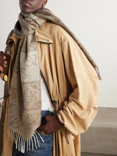 Loewe Fringed Intarsia Wool And Cashmere-blend Scarf | Thumbnail 2 Loewe Fringed Intarsia Wool And Cashmere-blend Scarf | Thumbnail 2