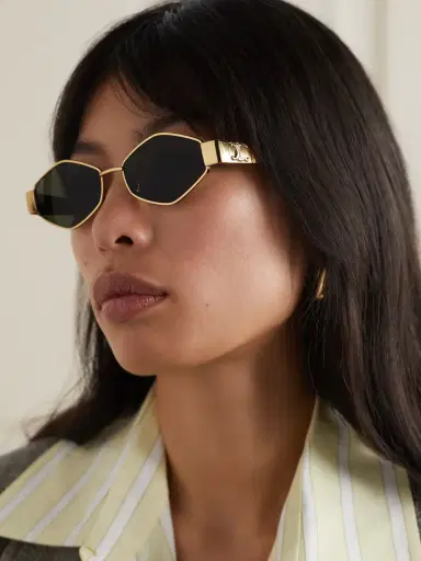 CELINE Eyewear Triomphe Hexagon-frame Gold-tone Sunglasses | Thumbnail 2 CELINE Eyewear Triomphe Hexagon-frame Gold-tone Sunglasses | Thumbnail 2