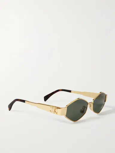 CELINE Eyewear Triomphe Hexagon-frame Gold-tone Sunglasses | Thumbnail 3 CELINE Eyewear Triomphe Hexagon-frame Gold-tone Sunglasses | Thumbnail 3