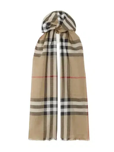 Burberry Fringed Checked Wool And Silk-blend Scarf | Thumbnail 1 Burberry Fringed Checked Wool And Silk-blend Scarf | Thumbnail 1