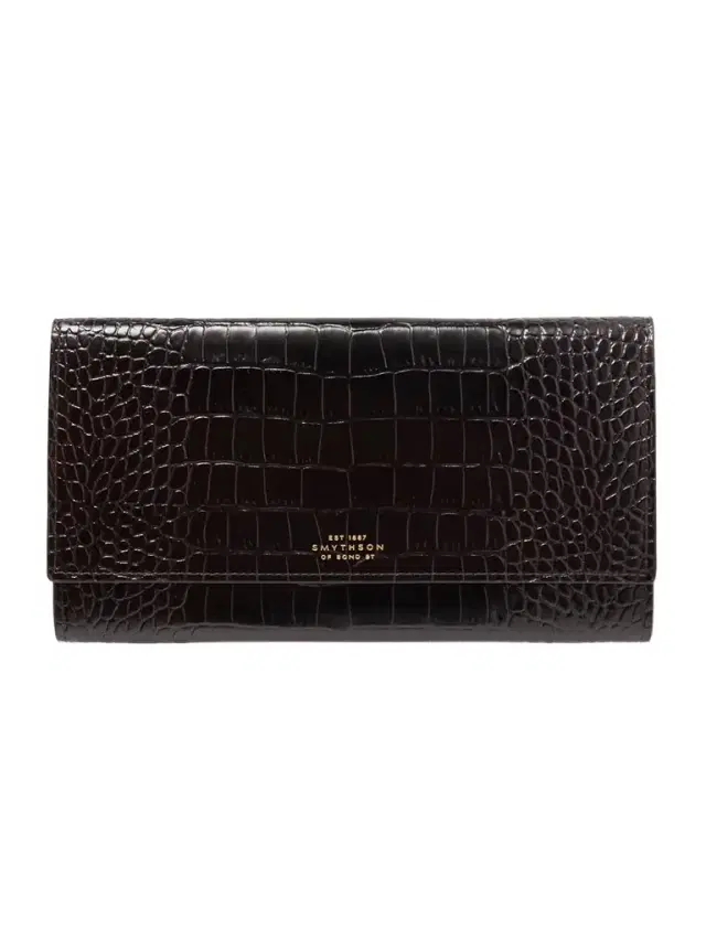 Smythson Marshall Croc-effect Leather Travel Wallet