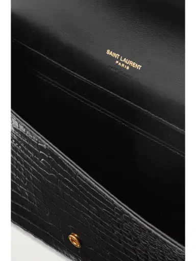 Saint Laurent Cassandre Glossed Croc-effect Leather Pouch | Thumbnail 5