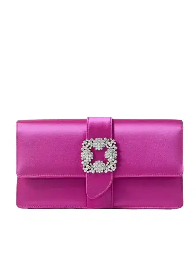 Manolo Blahnik Capri Crystal-embellished Satin Clutch | Thumbnail 1 Manolo Blahnik Capri Crystal-embellished Satin Clutch | Thumbnail 1