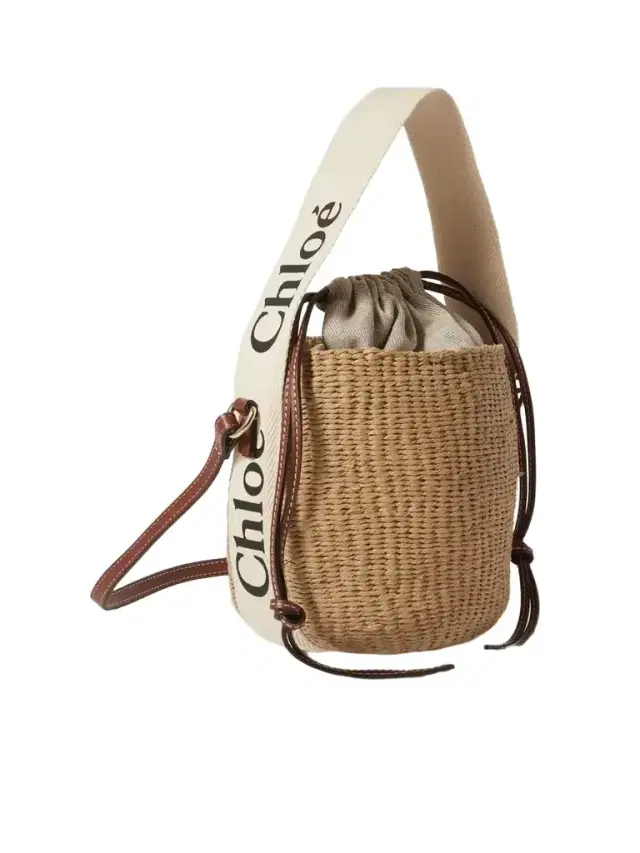 Woody Small Leather-trimmed Raffia Basket Bag