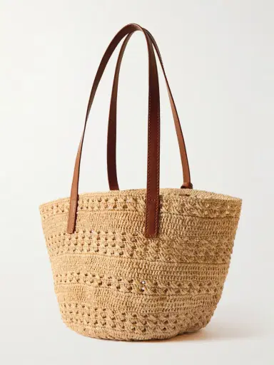 Saint Laurent Panier Small Leather-trimmed Raffia Tote | Thumbnail 3