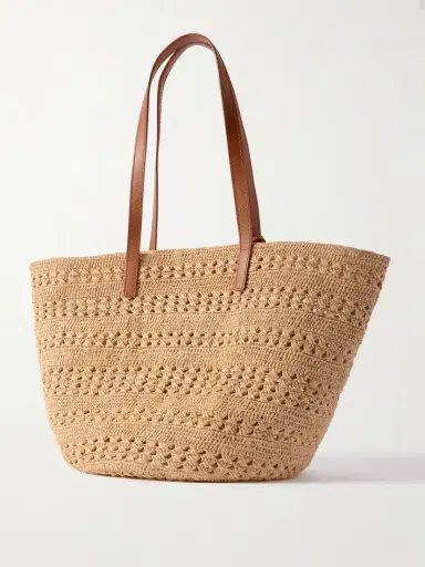 Saint Laurent Panier Medium Leather-trimmed Raffia Tote | Thumbnail 3