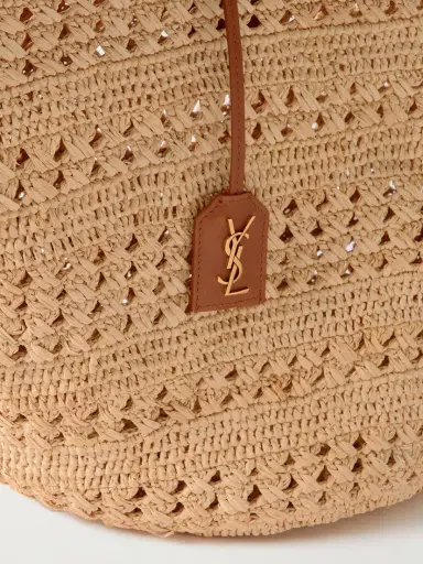 Saint Laurent Panier Medium Leather-trimmed Raffia Tote | Thumbnail 4