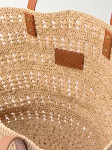 Saint Laurent Panier Medium Leather-trimmed Raffia Tote | Thumbnail 5