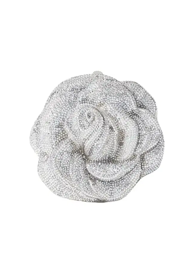 Judith Leiber Couture Rose Desiree Crystal-embellished Silver-tone Clutch