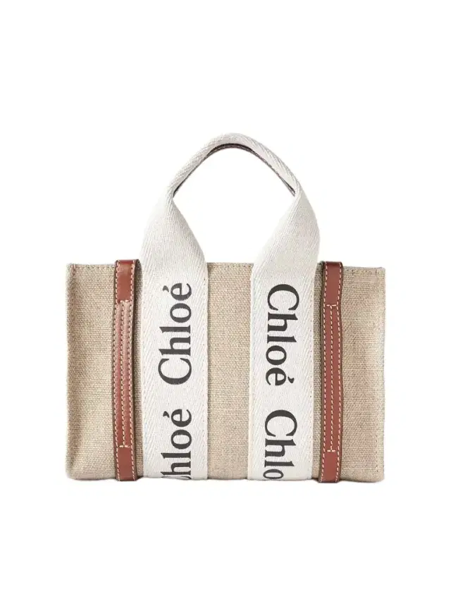 Chloé + Net Sustain Woody Mini Leather-trimmed Linen Tote