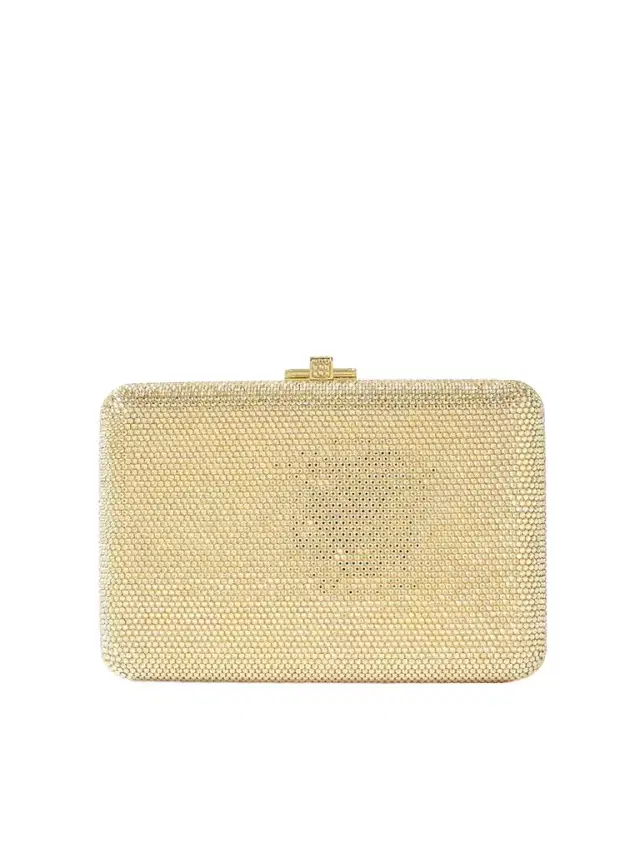 Judith Leiber Couture Slim Slide Crystal-embellished Gold-tone Clutch