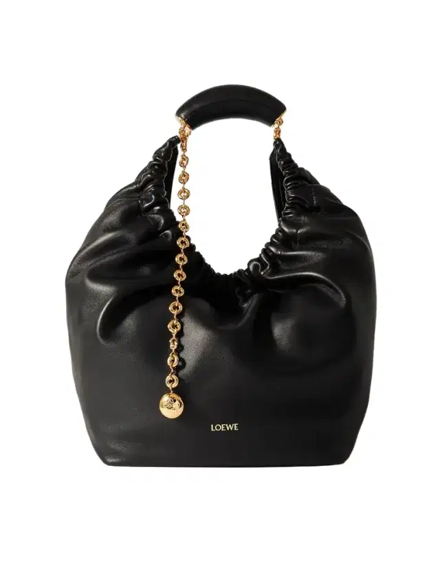 Loewe Squeeze Medium Chain-embellished Gathered Leather Shoulder Bag
