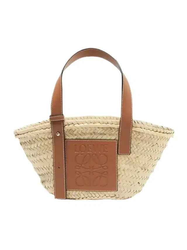 Small Leather-trimmed Woven Raffia Tote