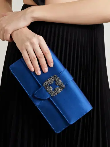 Manolo Blahnik Capri Crystal-embellished Satin Clutch | Thumbnail 2