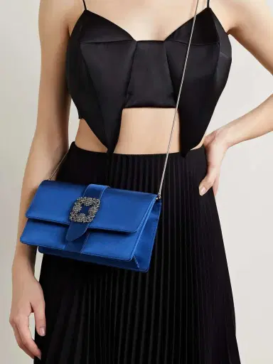 Manolo Blahnik Capri Crystal-embellished Satin Clutch | Thumbnail 6