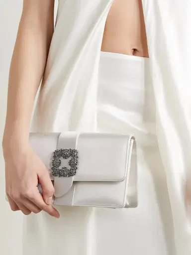 Manolo Blahnik Capri Crystal-embellished Satin Clutch | Thumbnail 2 Manolo Blahnik Capri Crystal-embellished Satin Clutch | Thumbnail 2