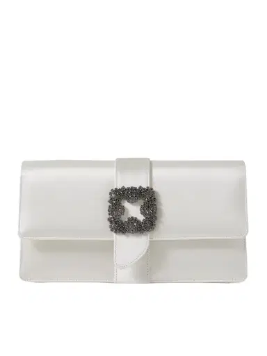 Manolo Blahnik Capri Crystal-embellished Satin Clutch | Thumbnail 1 Manolo Blahnik Capri Crystal-embellished Satin Clutch | Thumbnail 1