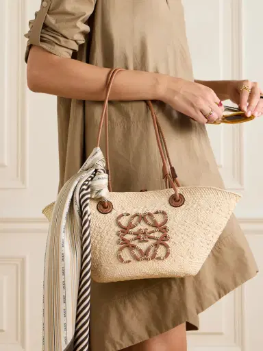 Loewe + Paula's Ibiza Anagram Small Leather-trimmed Woven Raffia Tote | Thumbnail 2 Loewe + Paula's Ibiza Anagram Small Leather-trimmed Woven Raffia Tote | Thumbnail 2