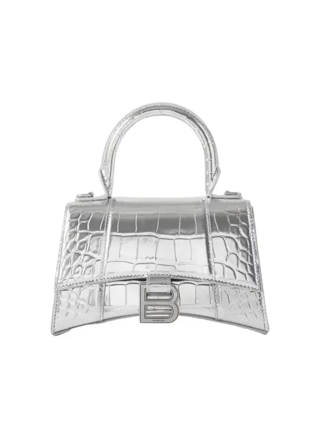 Hourglass Xs Metallic Leather Tote
