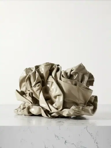 Dries Van Noten Scrunchie Ruffled Glossed-leather Clutch | Thumbnail 3