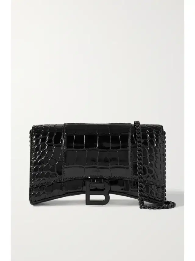 Hourglass Croc-effect Leather Shoulder Bag