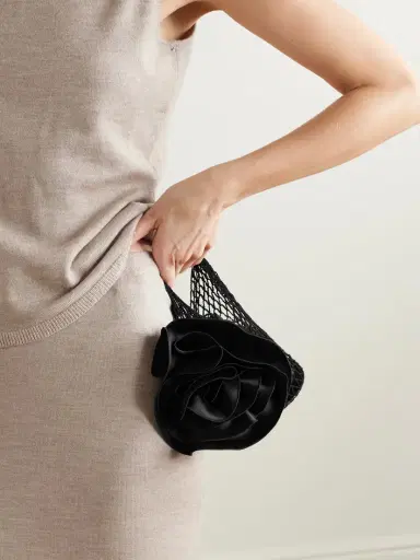 Magda Butrym Devana Small Silk And Crocheted Cotton-blend And Leather Tote | Thumbnail 2 Magda Butrym Devana Small Silk And Crocheted Cotton-blend And Leather Tote | Thumbnail 2