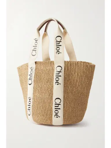 Chloé Woody Large Leather-trimmed Raffia Tote | Thumbnail 3