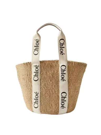 Chloé Woody Large Leather-trimmed Raffia Tote | Thumbnail 1