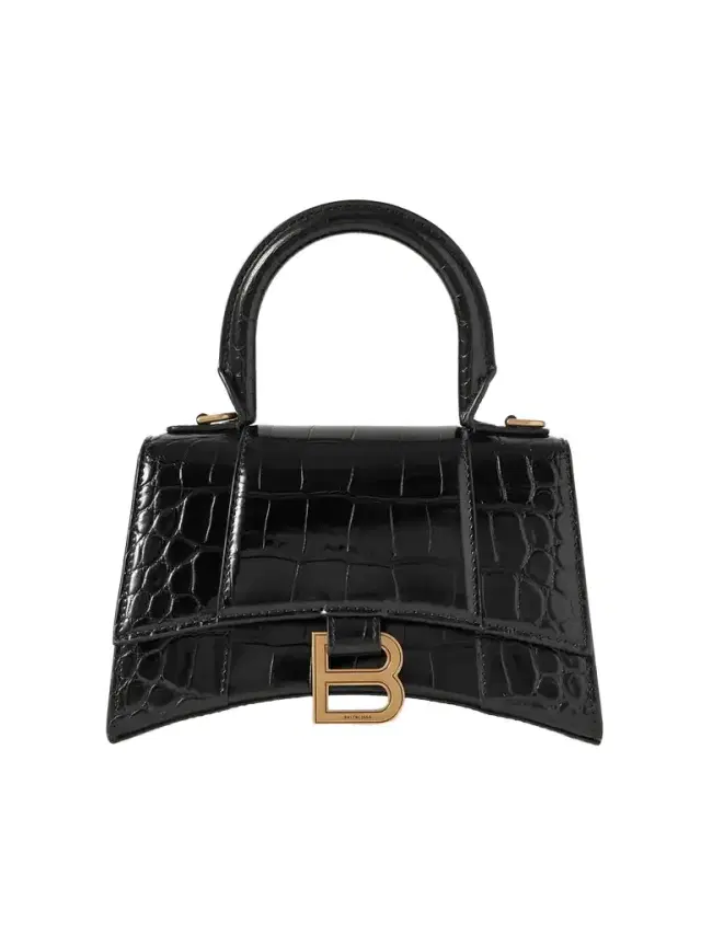 Hourglass Xs Croc-effect Leather Tote