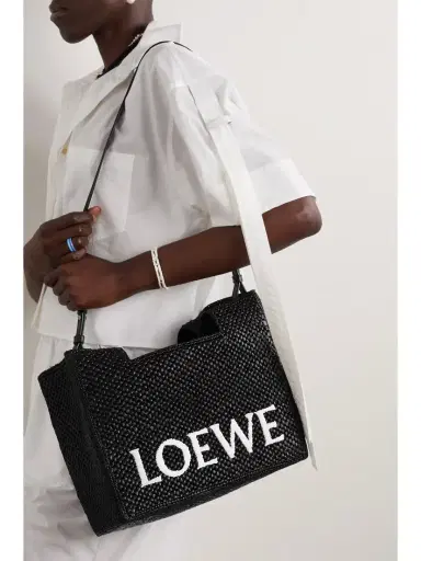Loewe + Paula's Ibiza Medium Embroidered Two-tone Raffia Tote | Thumbnail 2