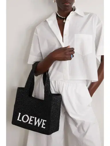 Loewe + Paula's Ibiza Medium Embroidered Two-tone Raffia Tote | Thumbnail 6