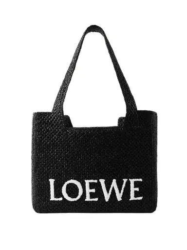 Loewe + Paula's Ibiza Medium Embroidered Two-tone Raffia Tote | Thumbnail 1