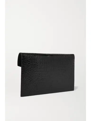 Saint Laurent Uptown Croc-effect Patent-leather Pouch | Thumbnail 3