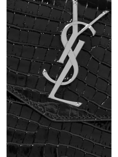 Saint Laurent Uptown Croc-effect Patent-leather Pouch | Thumbnail 4