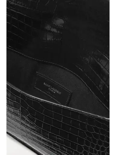 Saint Laurent Uptown Croc-effect Patent-leather Pouch | Thumbnail 5