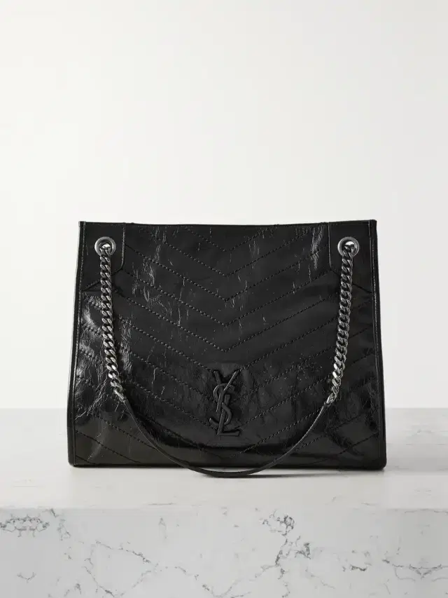 Niki Medium Quilted Crinkled-leather Tote