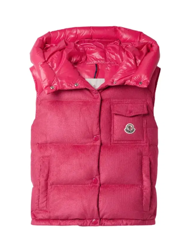 Eau Shell-trimmed Quilted Down Cotton-blend Corduroy Vest - Red