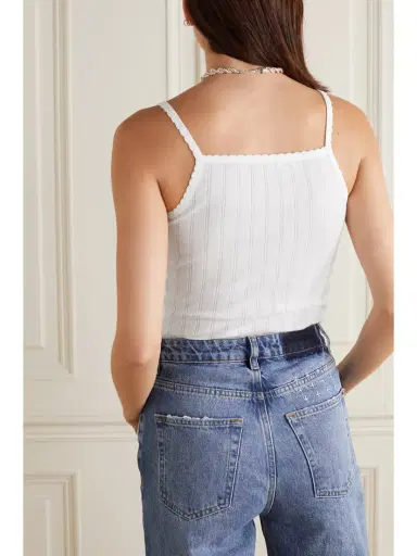 LESET Pointelle-knit Cotton-jersey Tank | Thumbnail 3