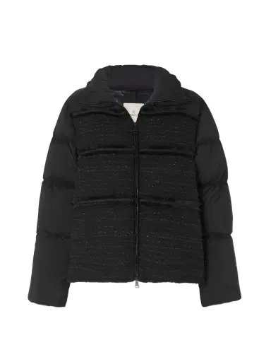 Moncler Aucun Quilted Tweed-lamé And Shell Down Jacket - Black | Thumbnail 1 Moncler Aucun Quilted Tweed-lamé And Shell Down Jacket - Black | Thumbnail 1