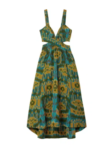 Ulla Johnson Sarika Cutout Printed Cotton-canvas Midi Dress - Green | Thumbnail 1