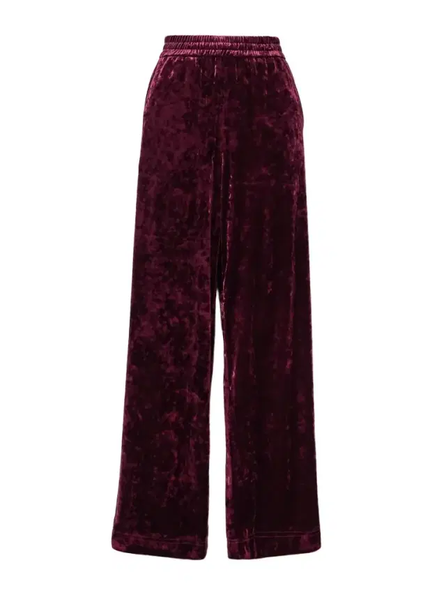 Crushed Stretch-velvet Straight-leg Pants - Red