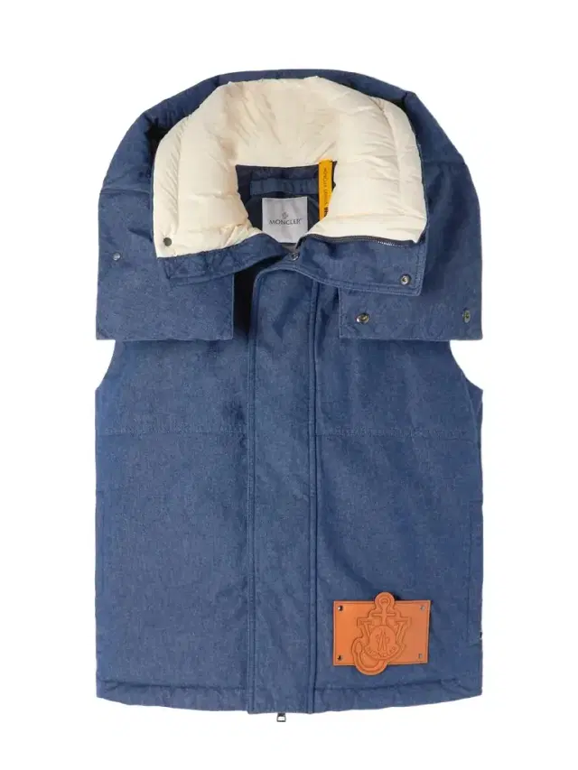 Moncler Genius + Jw Anderson Dalby Hooded Faux Leather-trimmed Denim Down Vest